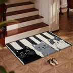 Cat Rug Miyono | Soft & Waterproof | Non-slip Mat with Stripes & Cartoon Cat Design | For Bedroom, Hallway & Living Room