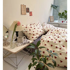 CozyLove | Twin, Full & Queen Duvet Cover Set – Soft Korean-Style Bedding with Heart Design