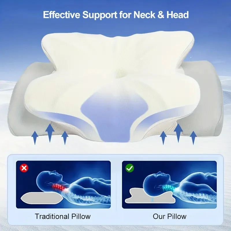 Butterfly-Shaped Memory Foam Pillow with Removable Machine-Washable Cover