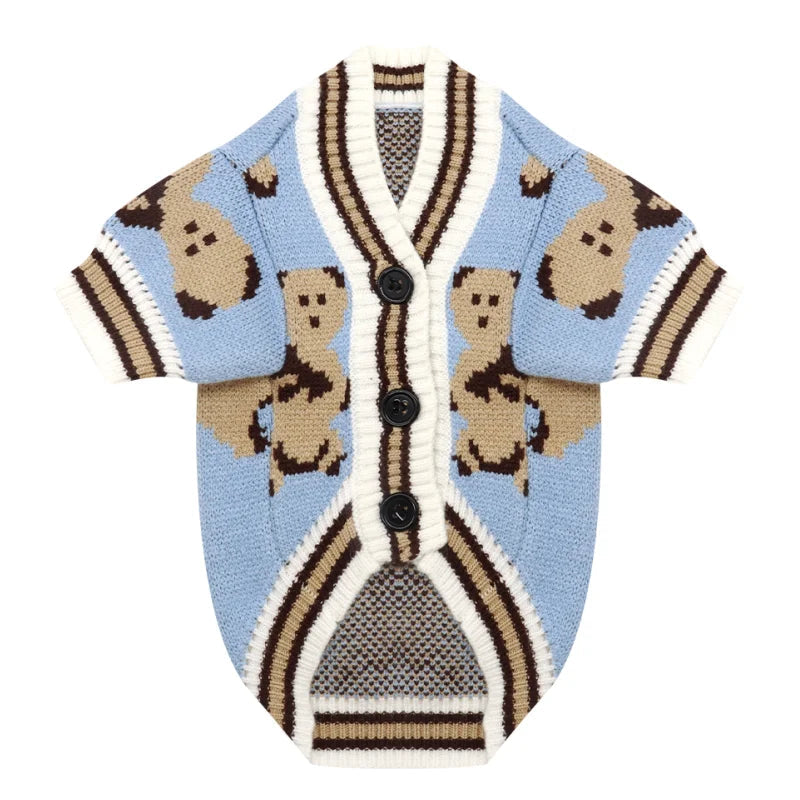 Dog cardigan made of knit warm and striped