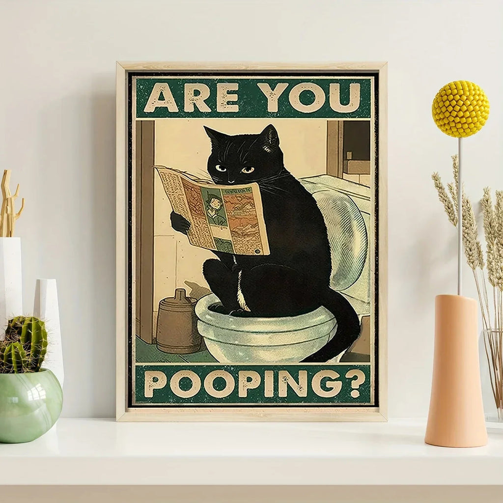 Vintage poster cat for living room and bathroom