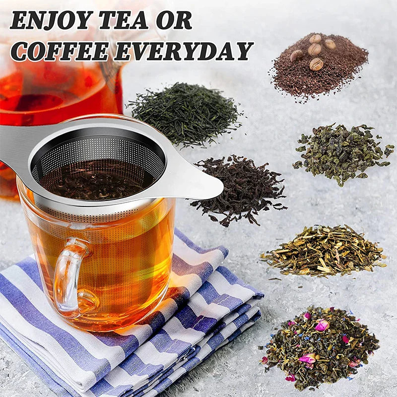 Tea Egg LeafLuxe Stainless Steel | Extra Fine Mesh Tea Strainer | With Double Handles | For Loose Tea
