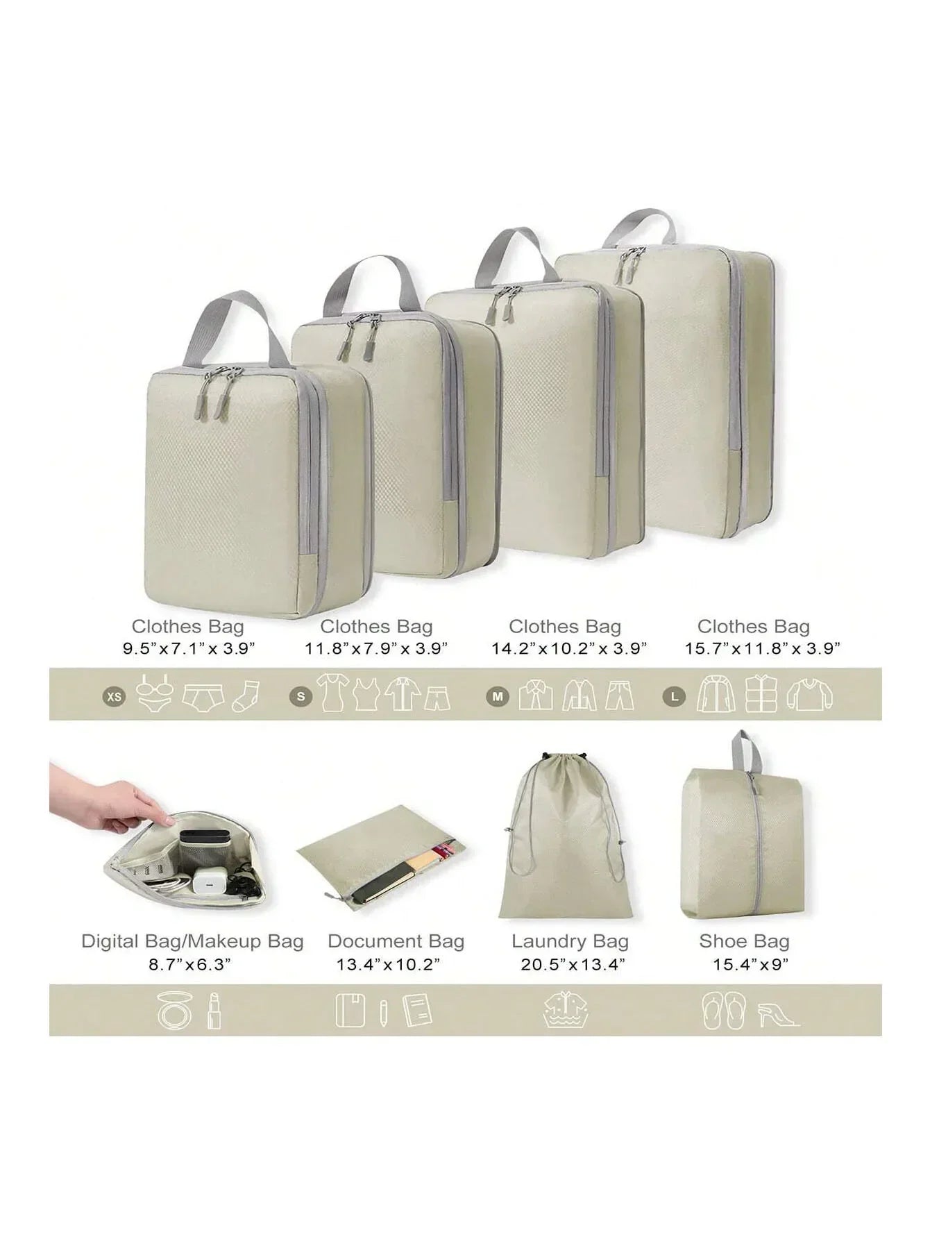Ordiva Travel Organizer | Compressible & Lightweight | Versatile Storage | Travel Essential