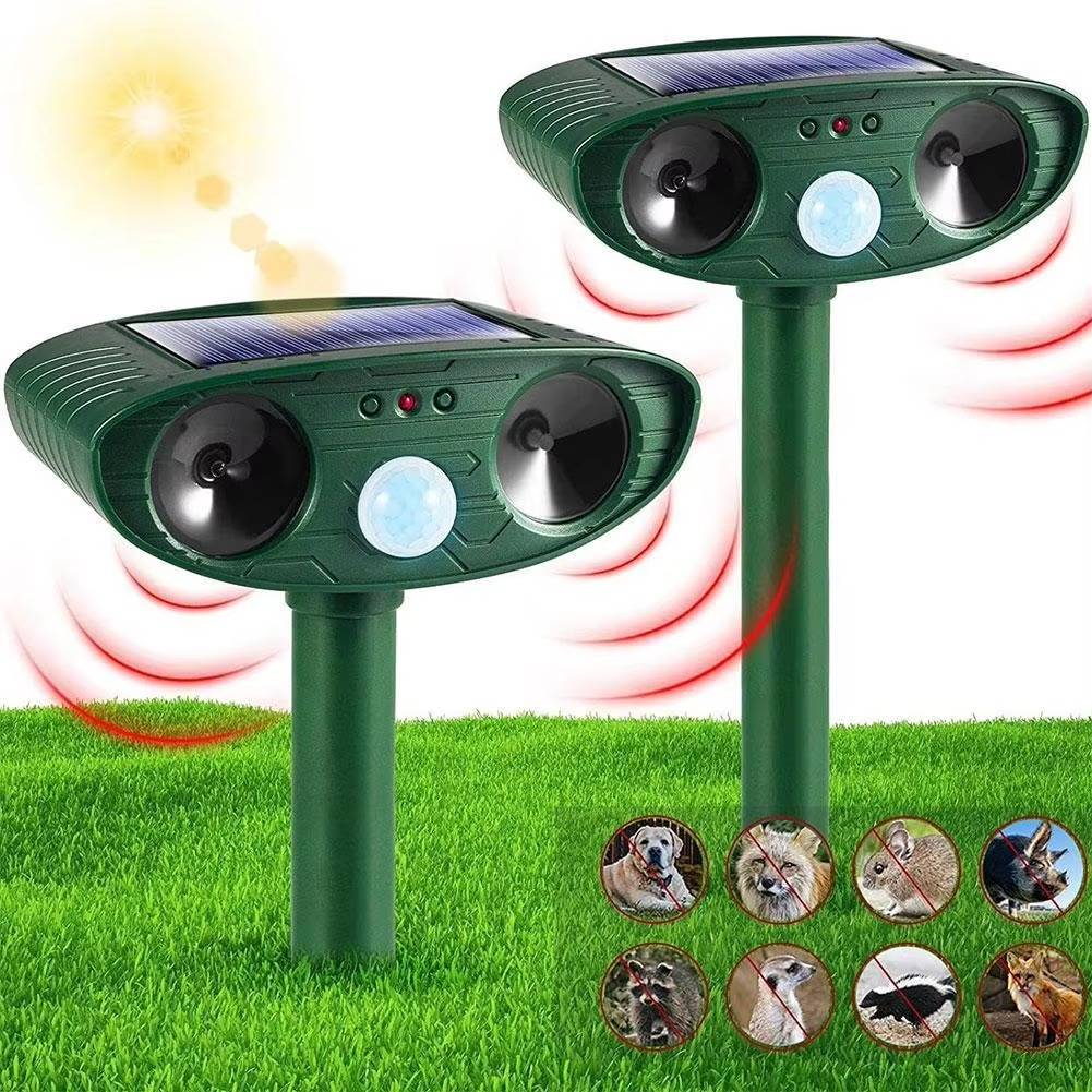 Solar-Powered Ultrasonic Animal Repellent for Gardens and Yards