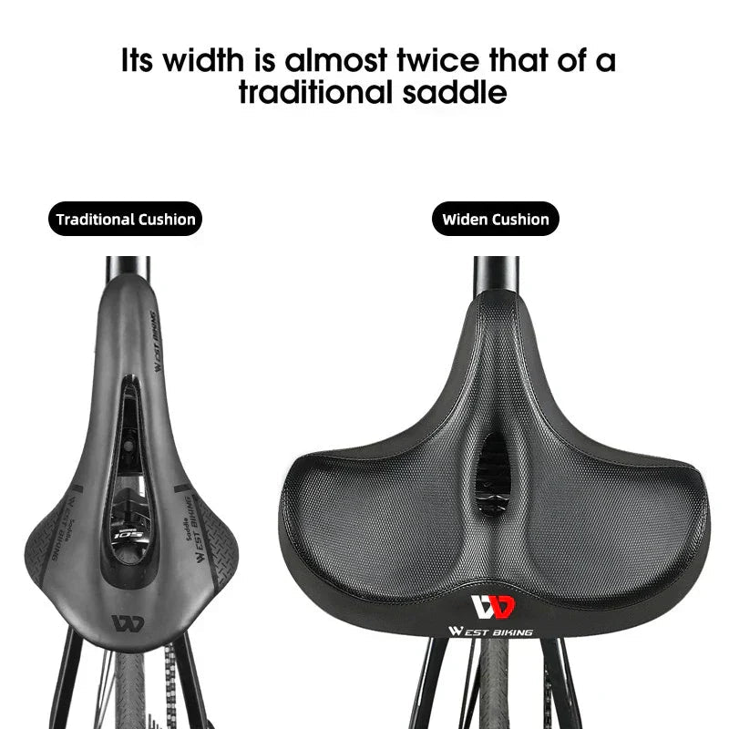 Wide Ergonomic Bike Saddle – Comfortable Saddle with Shock Absorption for City and Mountain Bikes