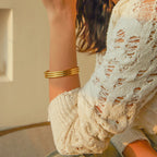 18k Triple Ribbed Bangle Bracelet
