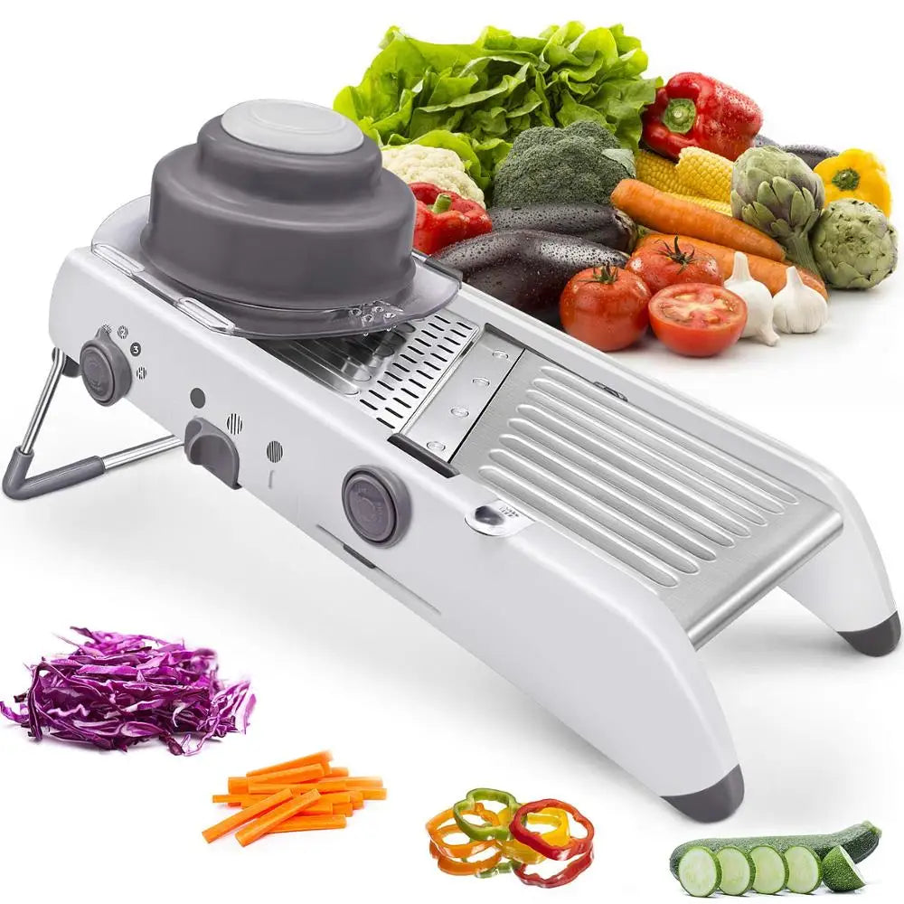 SchnittMeister 18-in-1 Mandoline Vegetable Slicer | Adjustable & Stainless Steel Blades | For Slices, Strips & Julienne | Safe & Versatile