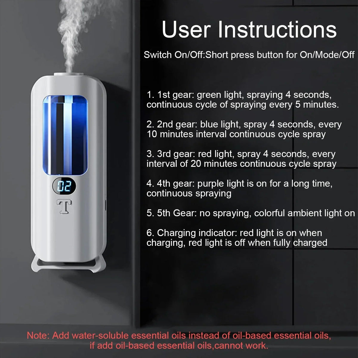 5 Modes rechargeable essential oil diffuser