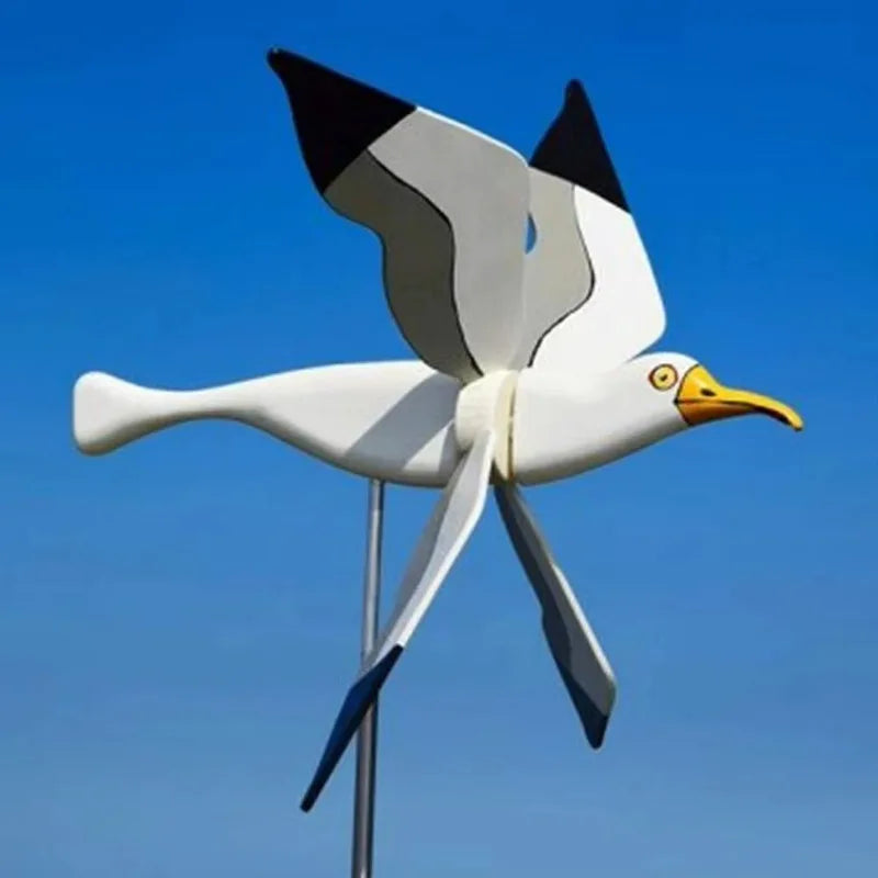 Garden decor wind bird SkyGull | Creative wind spinner with seagull motif | Weatherproof & height adjustable | 25 cm figure