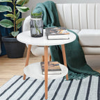White Side Table with 2 Layers and Storage Space for the Living Room