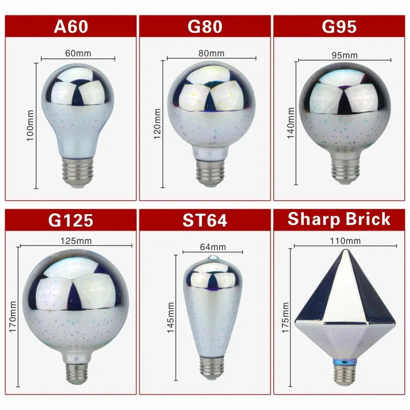 3D LED Bulb | Vintage Firework Effect Lamp with E27 Socket | 6W 85–265V | Decor, Party & Christmas Lighting | Auravia