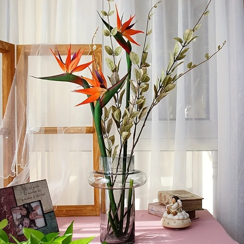 Floriva 3 Piece Set Artificial Strelitzias | Bird of Paradise Flowers | 24.5 cm Long Stems | Decoration for Home, Office & Events