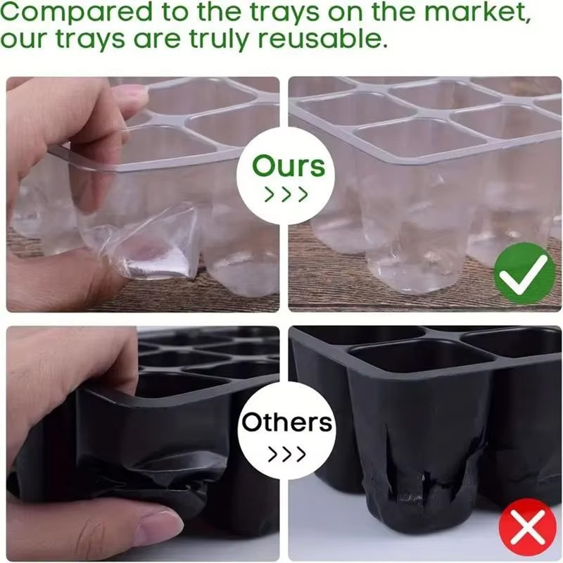 12-Cell Plastic Seedling Starter Tray for Succulent and Garden Seeds