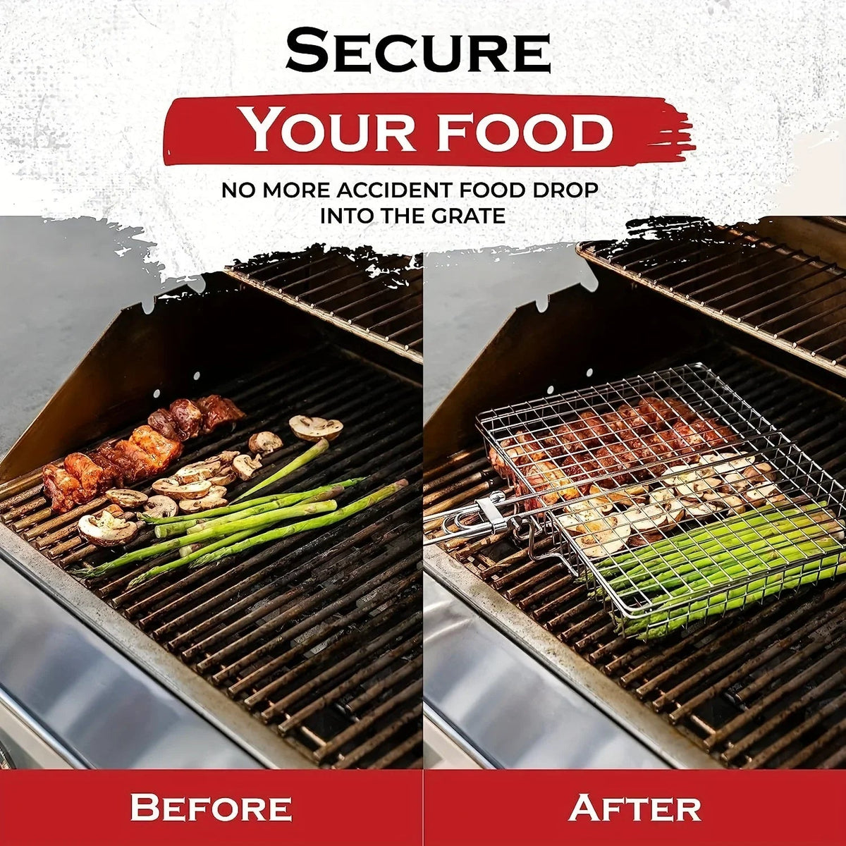 Grillaro BBQ Basket | Foldable & Non-Stick | Stainless Steel & Heat Resistant | For Meat & Vegetables