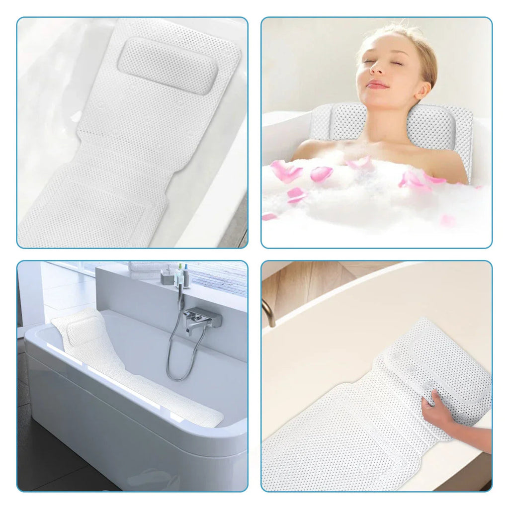 HydroComfort Non-Slip Bathtub Mat with Pillow