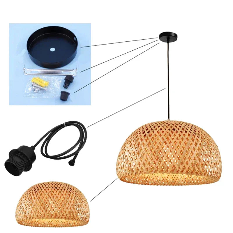 Luxora Handwoven Bamboo Pendant Light - Eco-friendly Ceiling Lamp