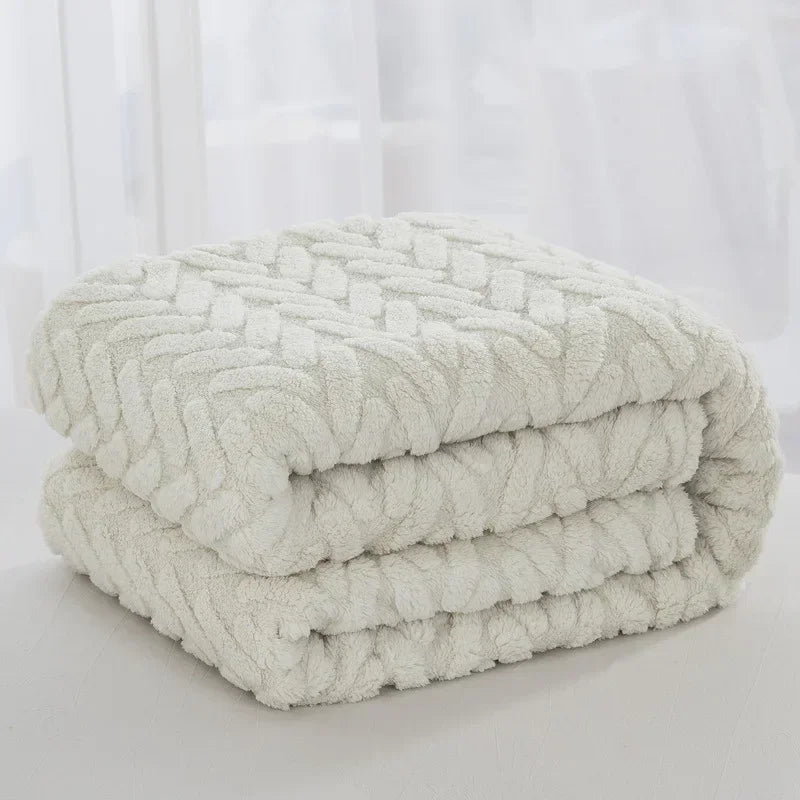 Jacquard Fleece Blanket CozyWeave | Single Layer & Double Sided | Soft Tafu & Shu Cotton Fleece | For Autumn & Winter