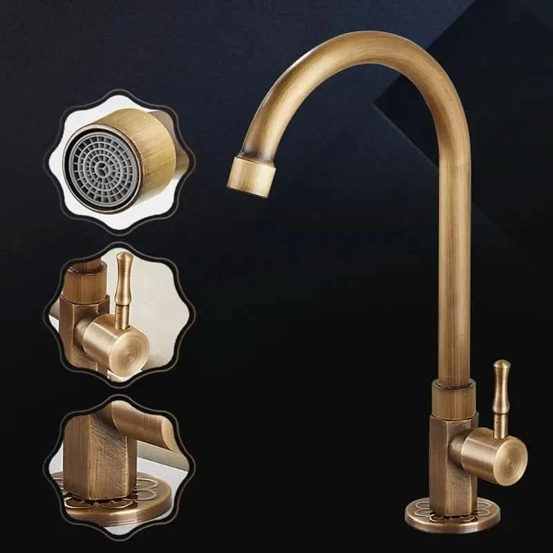 Antique brass swan neck tap for kitchen
