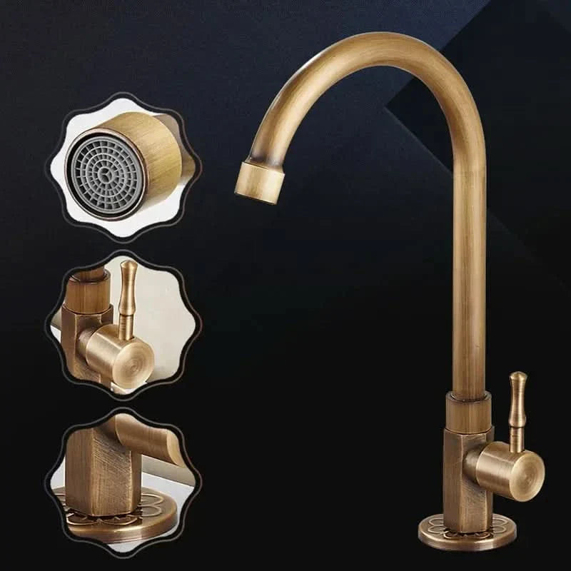 Antique faucet in a swan neck design for kitchen & garden