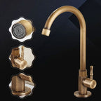 Antique Brass Swan Neck Kitchen Faucet