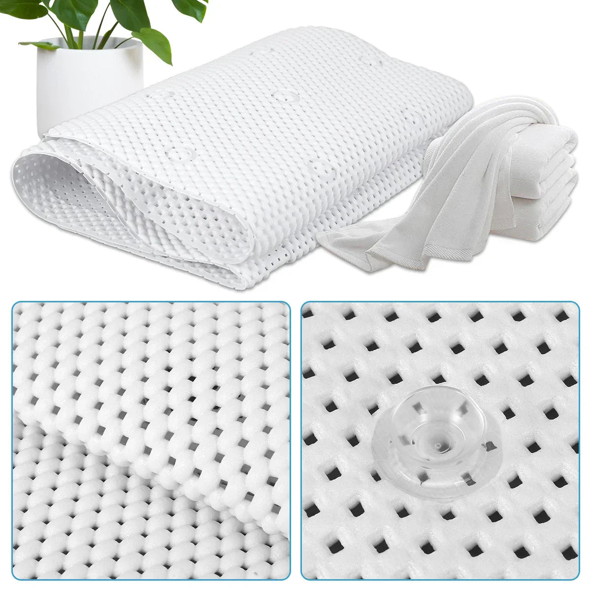 HydroComfort Non-Slip Bathtub Mat with Pillow