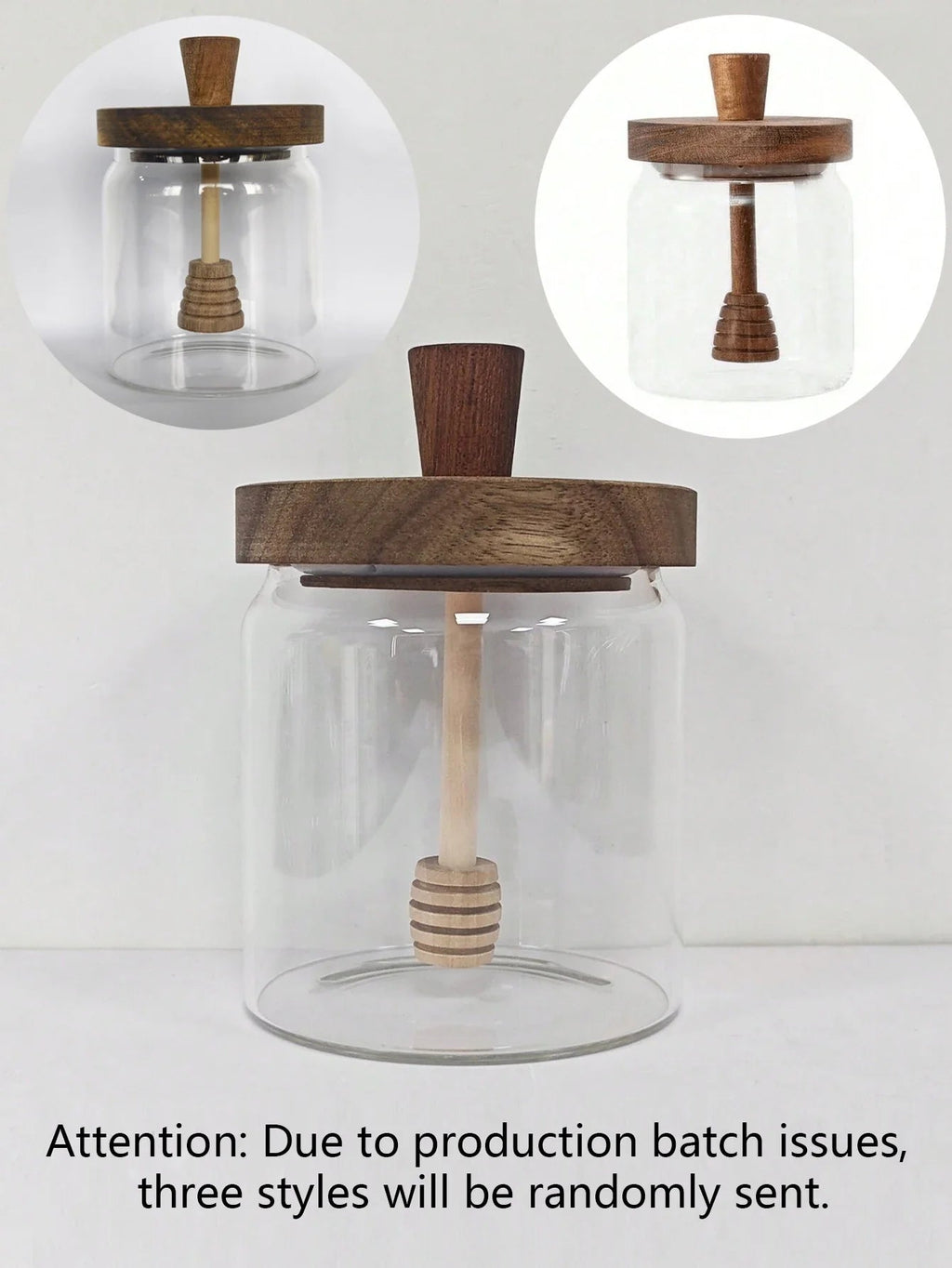 MeliVita Honey jar with wooden lid & stirring stick | Airtight glass storage container | Transparent honey vessel for kitchen & breakfast table
