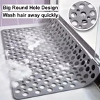 Square Non-Slip Shower Mat with Suction Cups and Quick-Drain Round Hole Design
