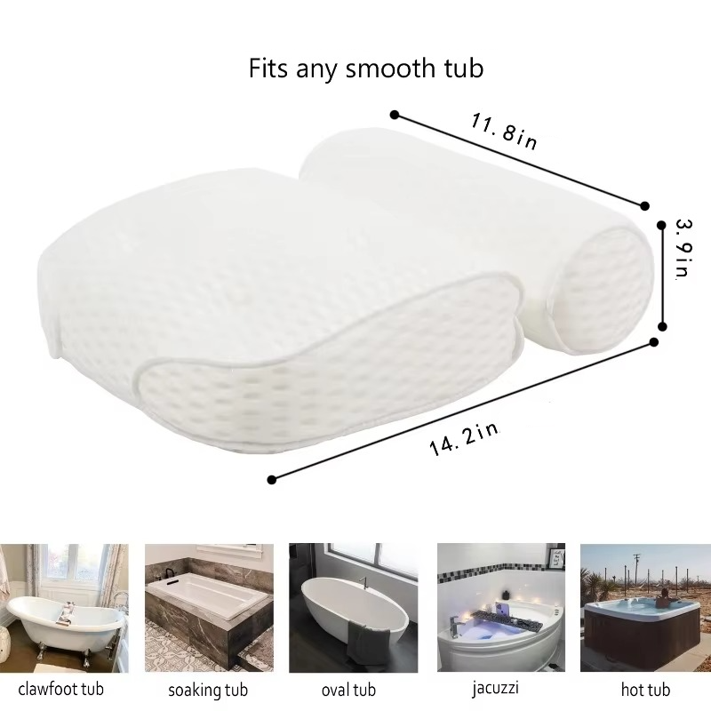 Luxury Bath Spa Pillow with Air Mesh Technology for Neck, Head, and Back Support