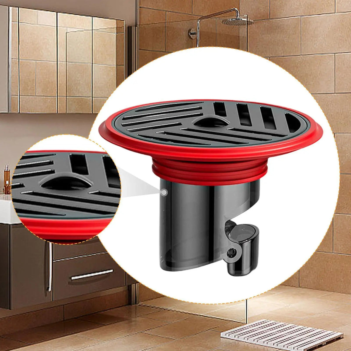 AquaShield Compact Floor Drain – Stainless Steel & Silicone Backflow Protection for Bathroom, Shower & Kitchen