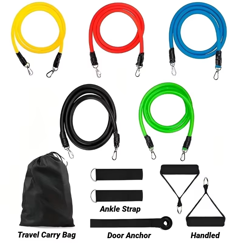 Complete Resistance Band Fitness Set with Handles and Ankle Straps
