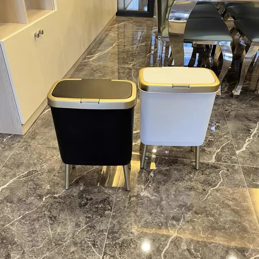 GoldenSlim Modern Trash Can with Lid