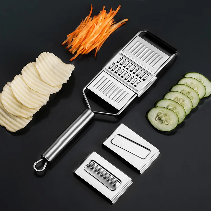 Kitchen Cut Stainless Steel Vegetable Grater & Chopper | 3-in-1 Kitchen Grater | Non-Slip & Dishwasher Safe