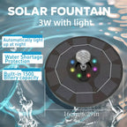 Solar Fountain LumiFonte 3.5W | With RGB LED & 6 Nozzles | 1500 mAh Battery & Filter System | For Birdbath, Pond & Garden