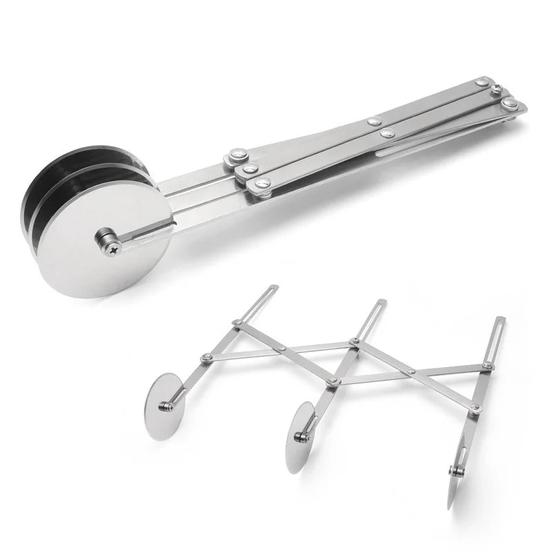 SlicePro Stainless Steel Dough Cutter | Foldable & Adjustable | 3–7 Wheels | Perfect Portioning for Pizza, Pastries & Pasta