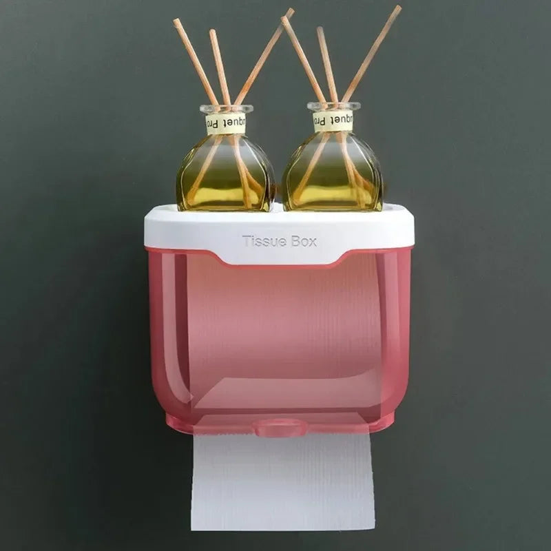 Wall-Mounted Toilet Paper Holder | With Shelf & Waterproof Box | Modern & Space-Saving