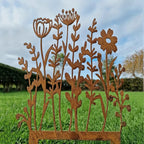 FLORAVINTA Metal Garden Stake Wildflower | Rust Look Vintage Yellow | For Beds, Pots & Walls | Handcrafted Country Style