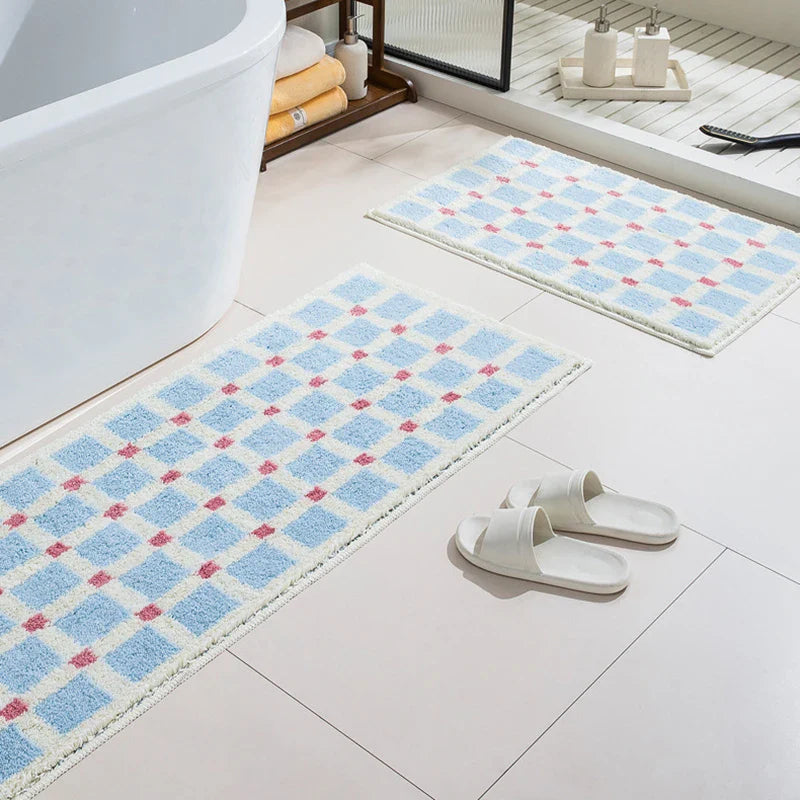 Long Tufting Grids Bathroom Mat