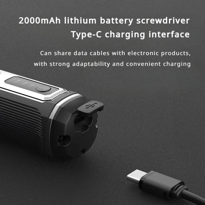 Mini Electric Screwdriver Set with Type-C Charging, 850 mAh Battery and 220 rpm