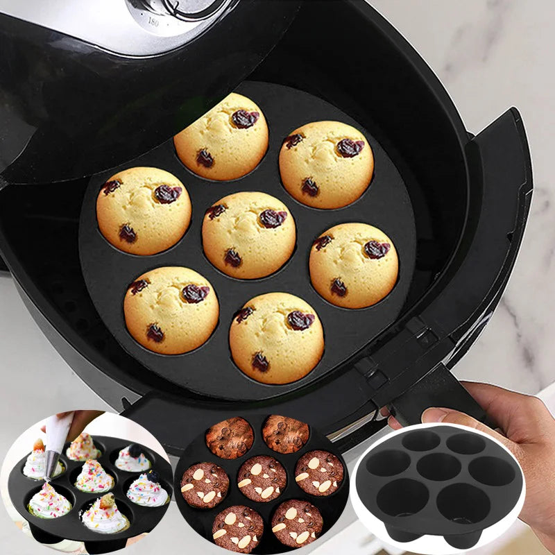 Silicone Muffin Pan for Air Fryer – Non-stick & Flexible for Muffins, Cupcakes & Snacks