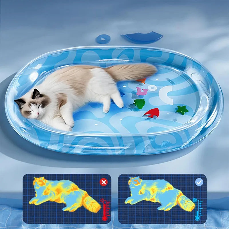 Kühlmatte FrostoPaws AquaPad | Inflatable Water Mat for Dogs & Cats | Scratch Resistant & with Air Pump | Available in 3 Sizes