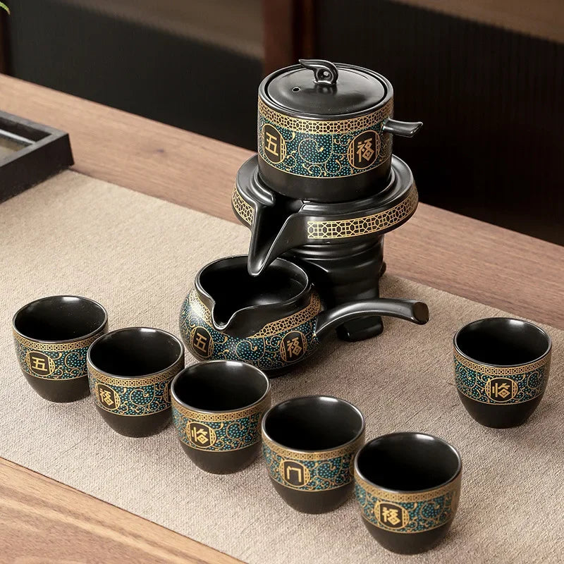 Royal Golden Porcelain Dragon Flow Tea Set