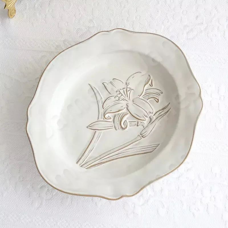 French embossed flower plates