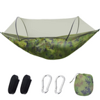 2-Person Outdoor Hammock with Mosquito Net - Portable Parachute Fabric Camping Bed