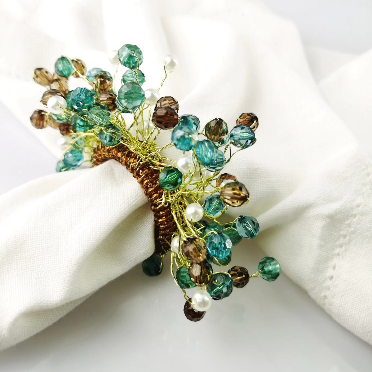 Colorful Acrylic Bead Napkin Ring Set of 4
