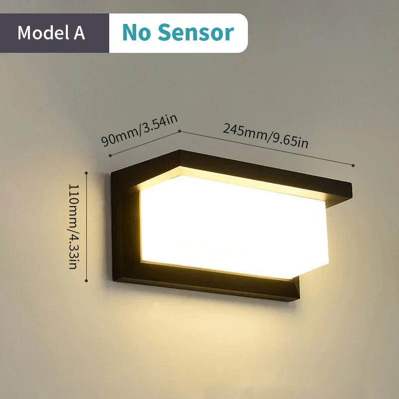 LED wall light with radar motion sensor – 16W waterproof light for indoor and outdoor use, cold and warm white light, AC85-265V