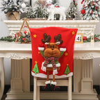 Jolivine | Christmas Chair Cover | Santa, Snowman & Reindeer Design | Festive Chair Decoration for Christmas & New Year | Soft & Washable