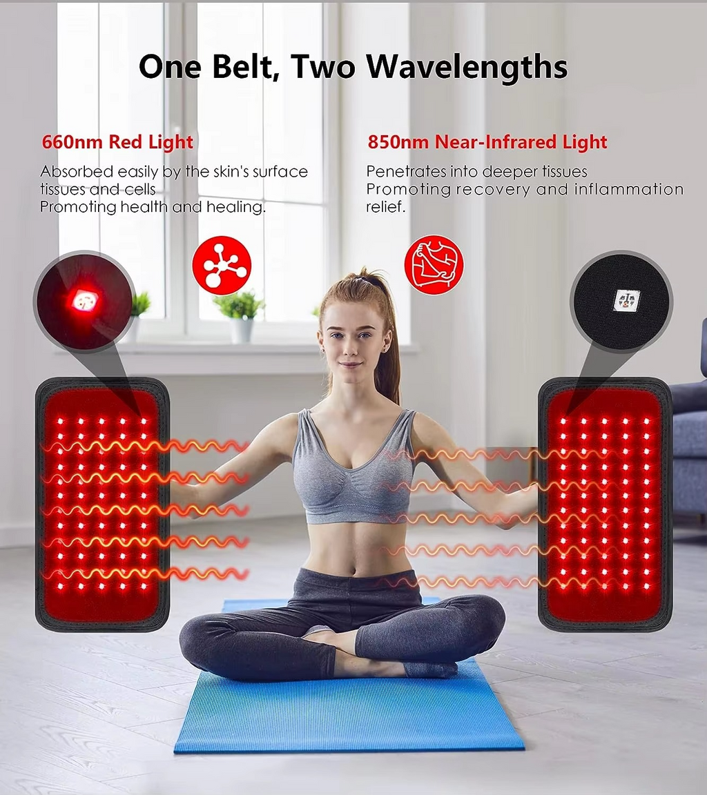 Red & Infrared LED Slimming Belt with Heat Therapy – 60 Light Beads, 850nm & 660nm Wavelengths