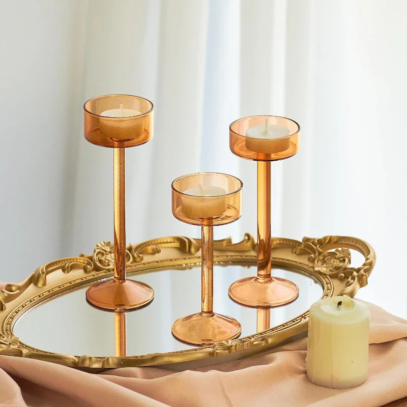 3-Piece Tealight Glass Candle Holder Set