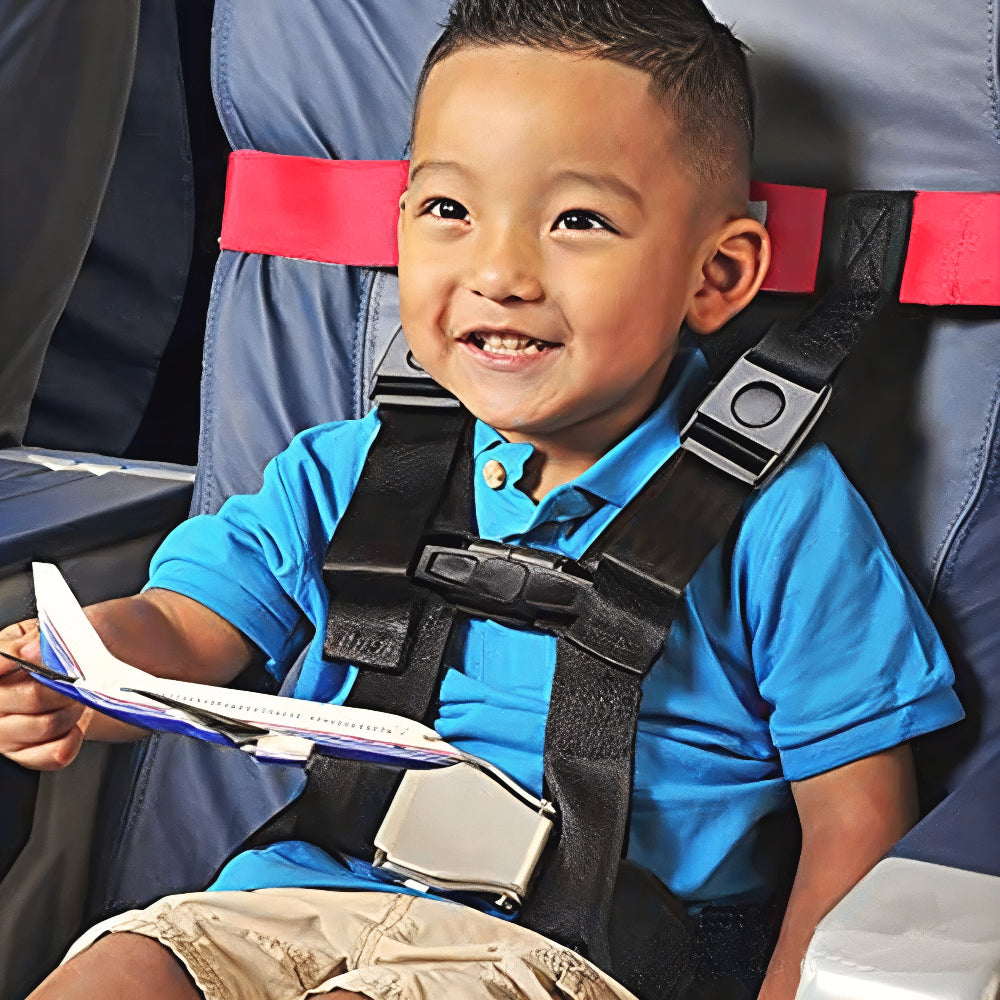 Adjustable Child Airplane Safety Harness with Foldable Polyester Straps