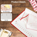 BakeFlex Silicone Baking Mat | Extra Thick & Non-Stick | With Measuring Scale | Perfect for Rolling Out Dough, Fondant & Pastry